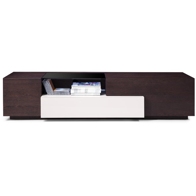 Modern TV Stand TV015 In Brown Oak Gray Lacquer