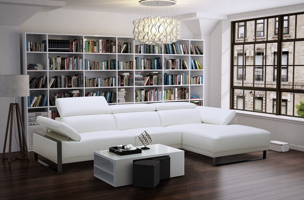 Fleurier Leather Sectional in White