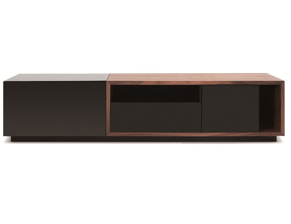Modern Black Gloss & Walnut TV Base
