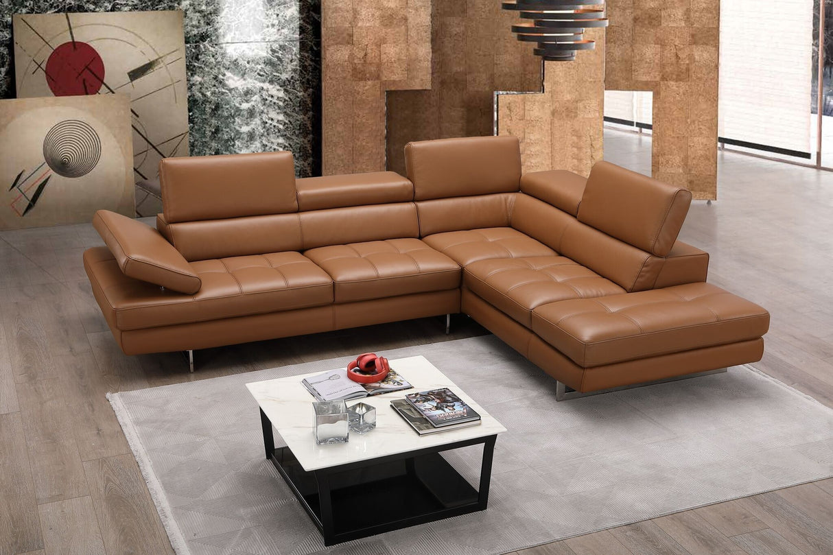 Caramel Italian Leather Sectional A761