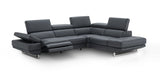 Annalaise Recliner Leather Sectional in Blue Grey