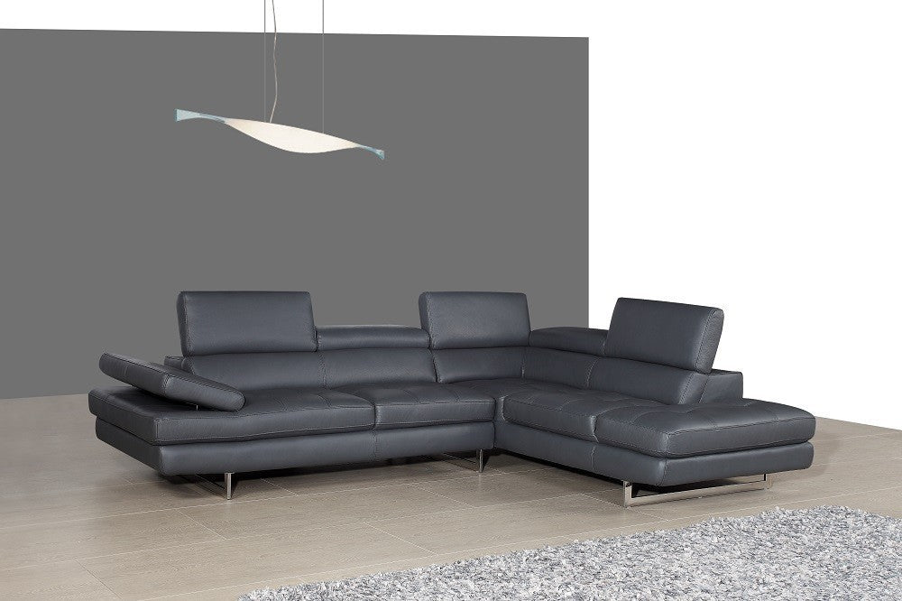 Grey Italian Leather Sectional A761