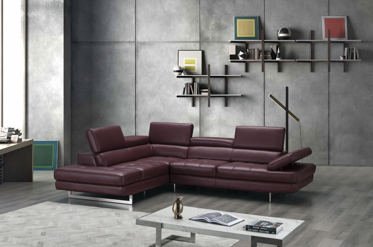 Maroon Italian Leather Sectional A761