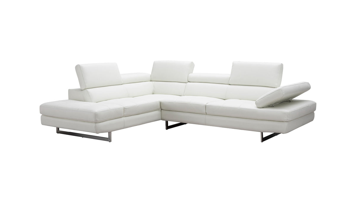 White Italian Leather Sectional A761