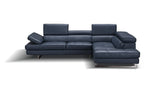 Blue Italian Leather Sectional A761