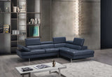 Blue Italian Leather Sectional A761