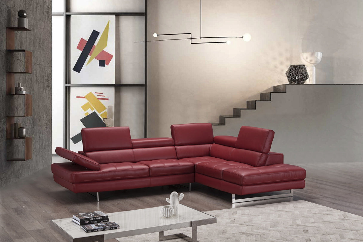 Red Italian Leather Sectional A761