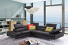 Black Italian Leather Sectional A761