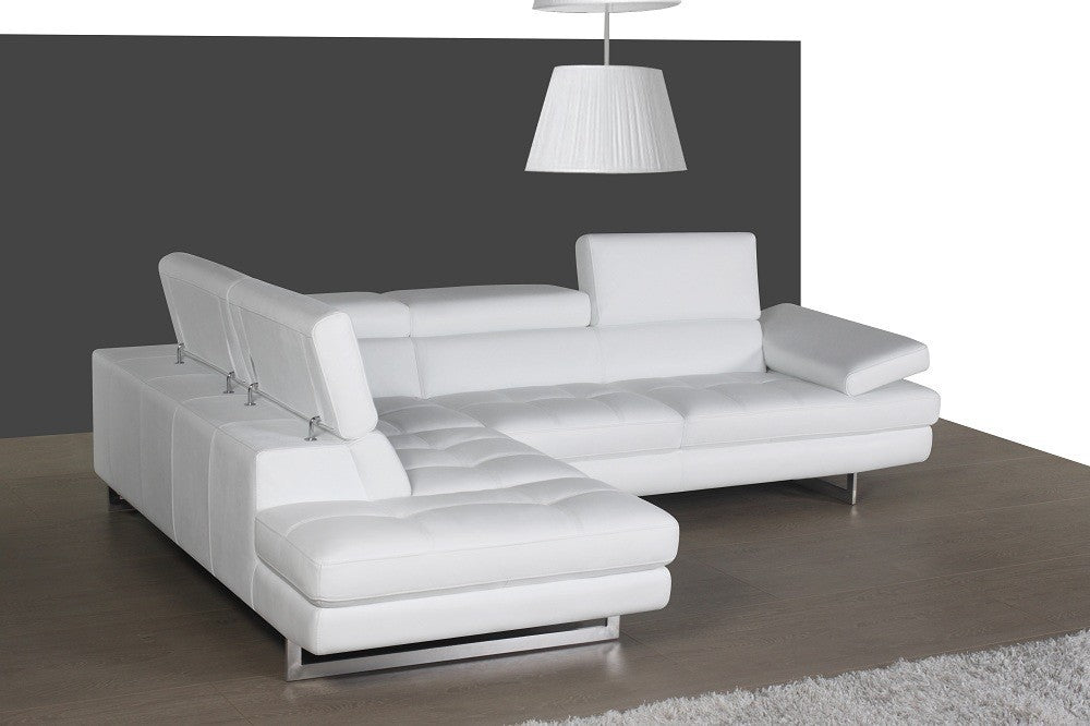 White Italian Leather Sectional A761