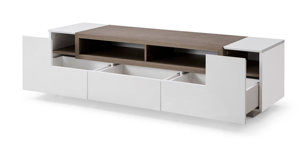 Modern White Gloss with Grey Veneer TV Stand