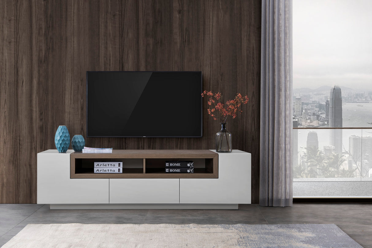 Modern White Gloss with Grey Veneer TV Stand