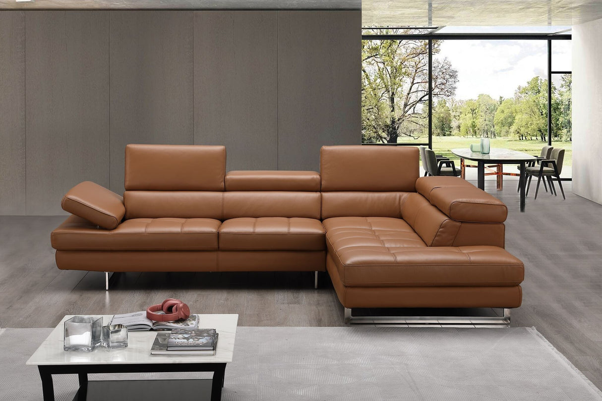 Caramel Italian Leather Sectional A761